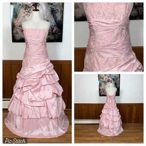 Fabulous Vintage Y2K Forever Yours Pink Taffeta Wedding Gown!
